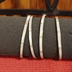 🌸 4-Piece Copper & Iridescent Shell Bracelet Set EUC